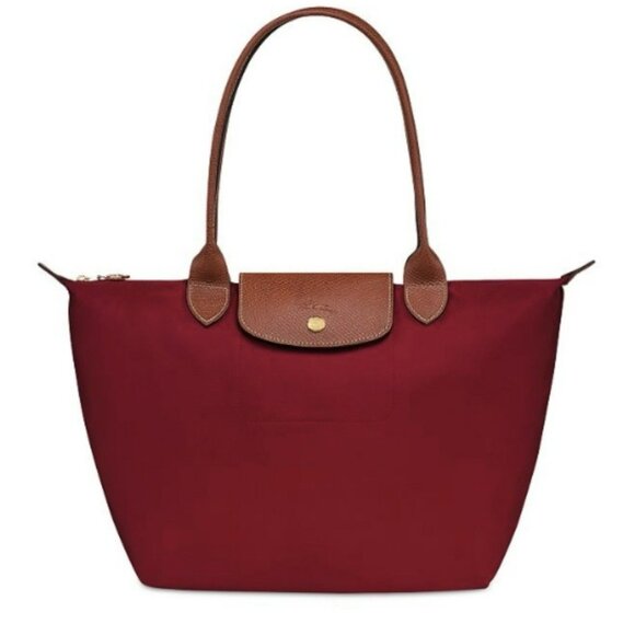 Longchamp Le Pliage Original M Tote bag Red Foldable Bordeaux Red EUC Purse - Picture 13 of 16